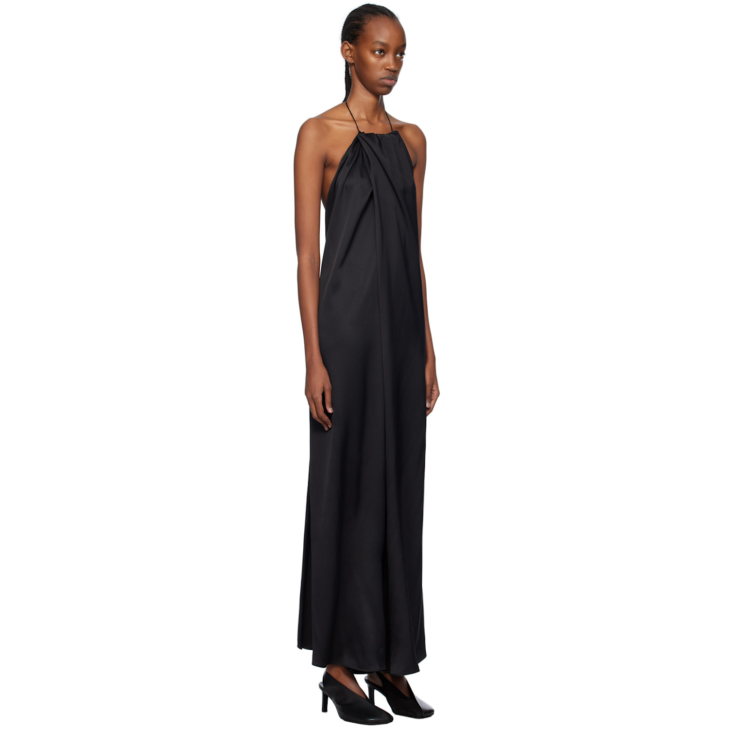  Shang Xia Black Halter Maxi Dress 