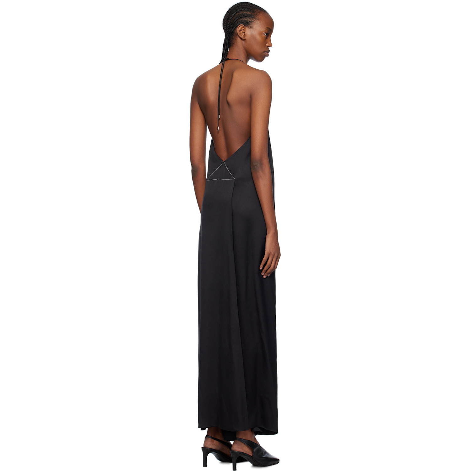  Shang Xia Black Halter Maxi Dress 