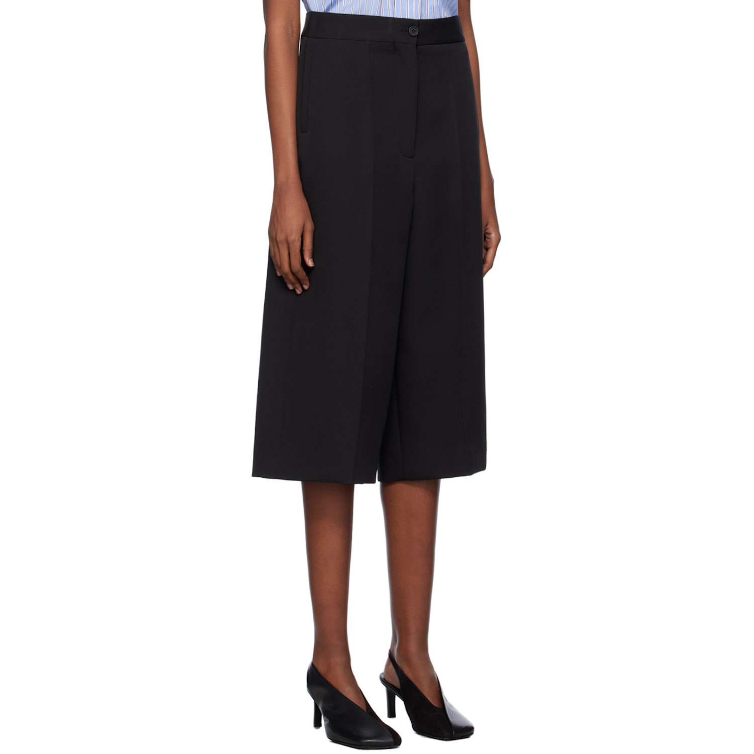  Shang Xia Black Pinched Seam Trousers 
