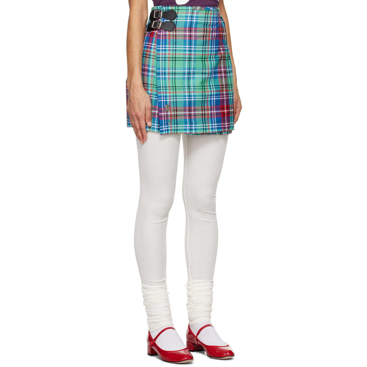  Charles Jeffrey Loverboy Blue Kilt Miniskirt 
