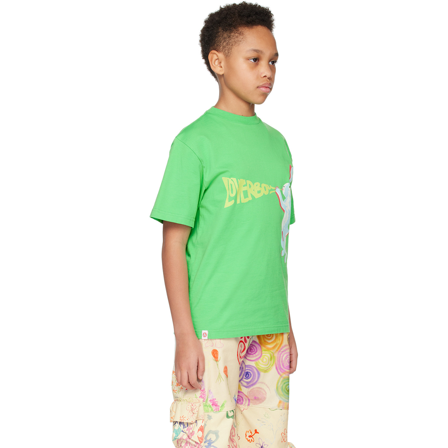  Charles Jeffrey Loverboy Kids Green Printed T-shirt 