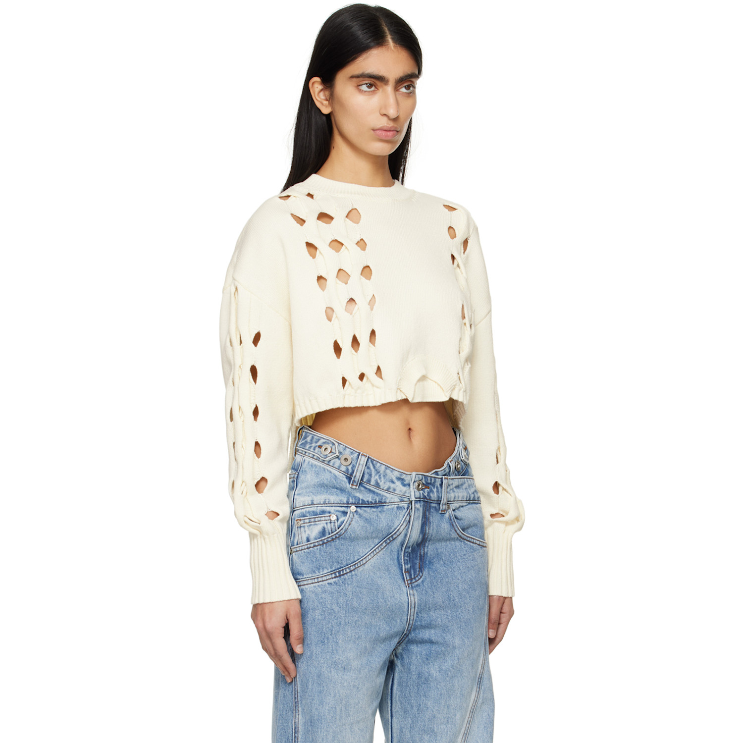  Feng Chen Wang Off-white Cutout Sweater 