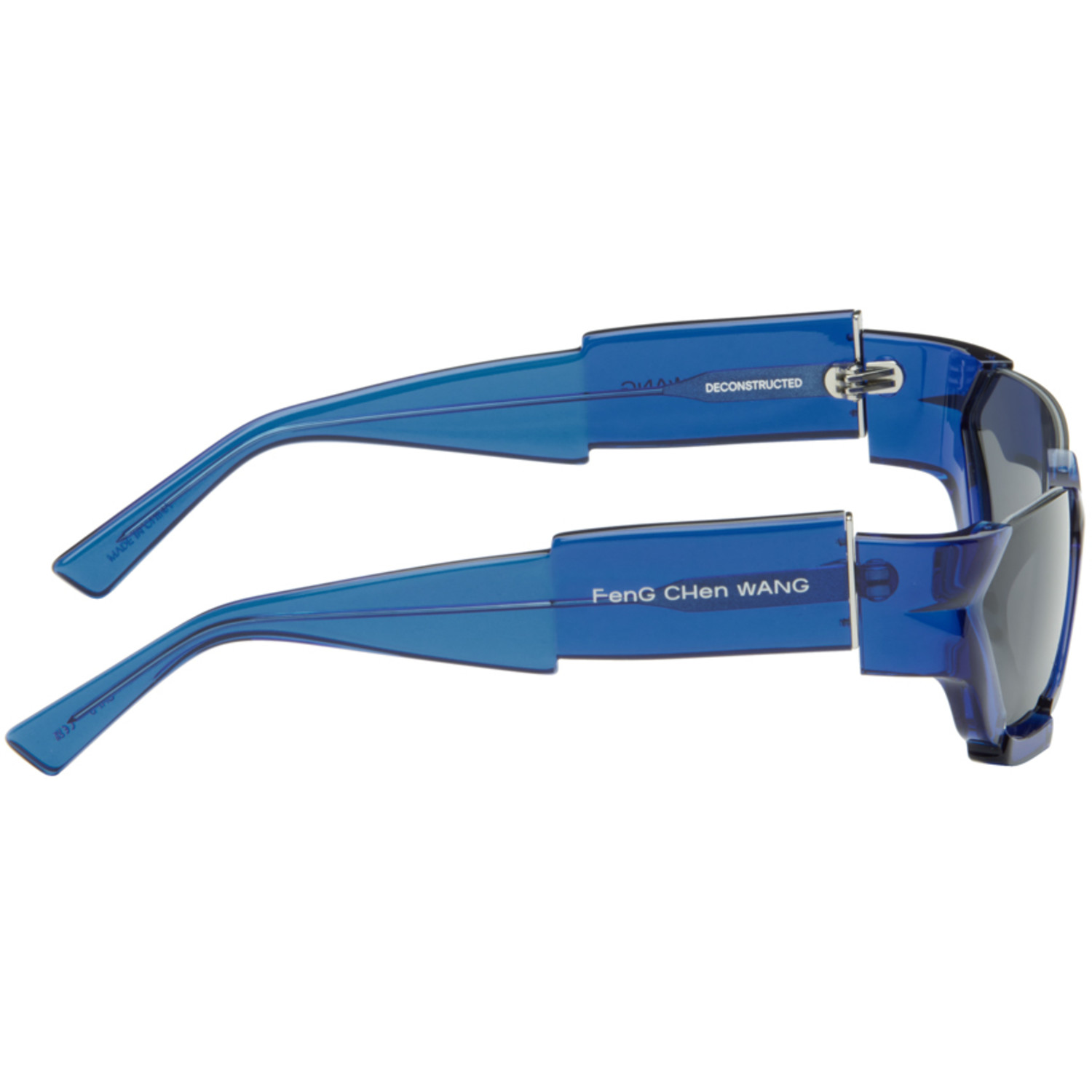  Feng Chen Wang Ssense Exclusive Blue Deconstructed Sunglasses 