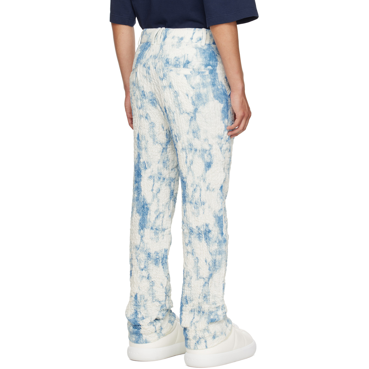  Feng Chen Wang White & Blue Printed Trousers 
