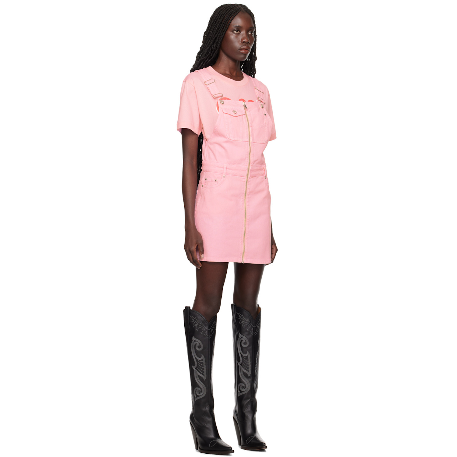  Moschino Jeans Pink Pocket Denim Minidress 