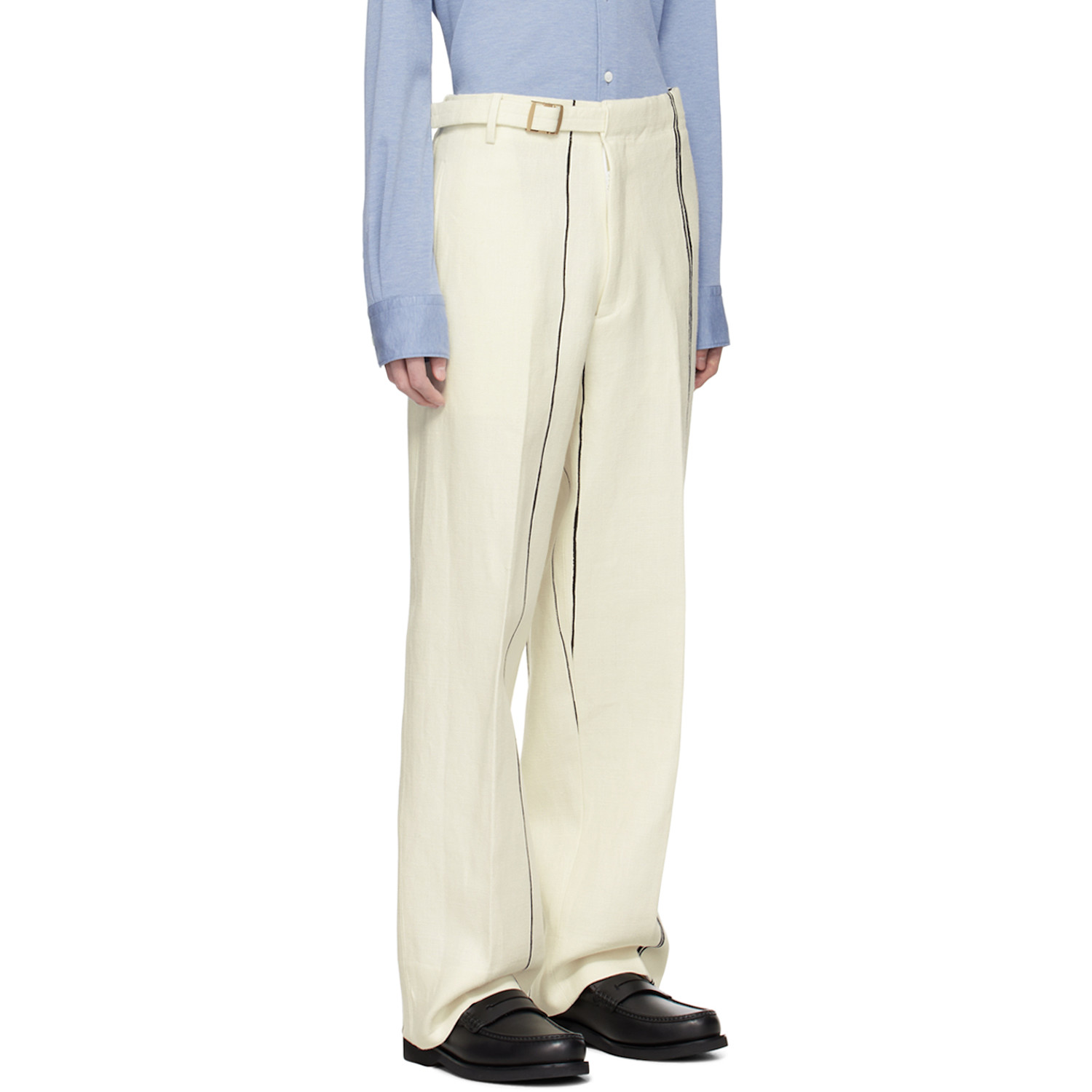  Zegna Off-white Striped Trousers 