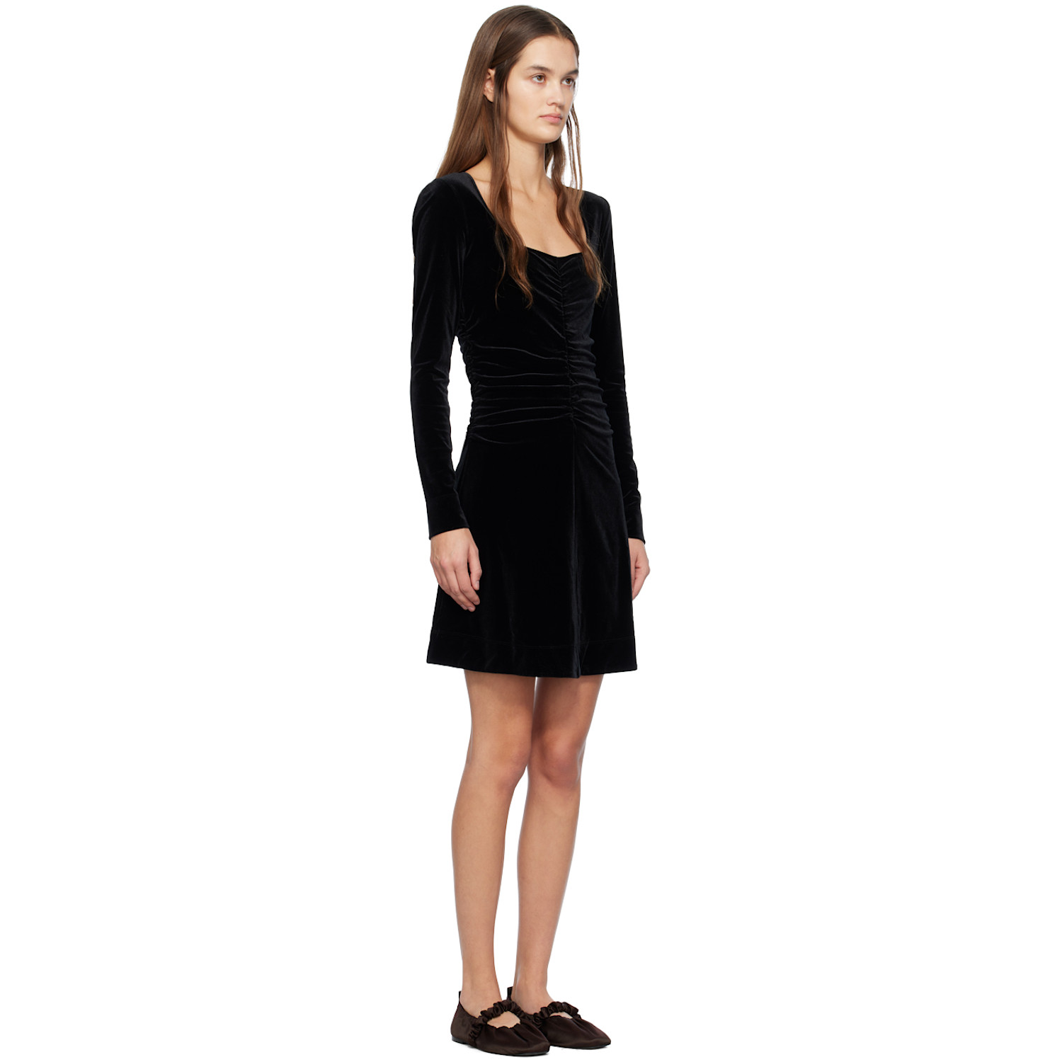  Ganni Black Square Neck Minidress 