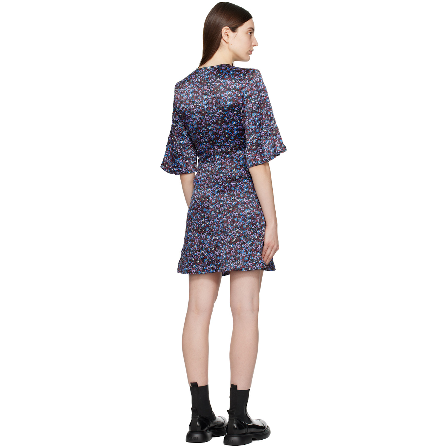  Ganni Black Floral Minidress 