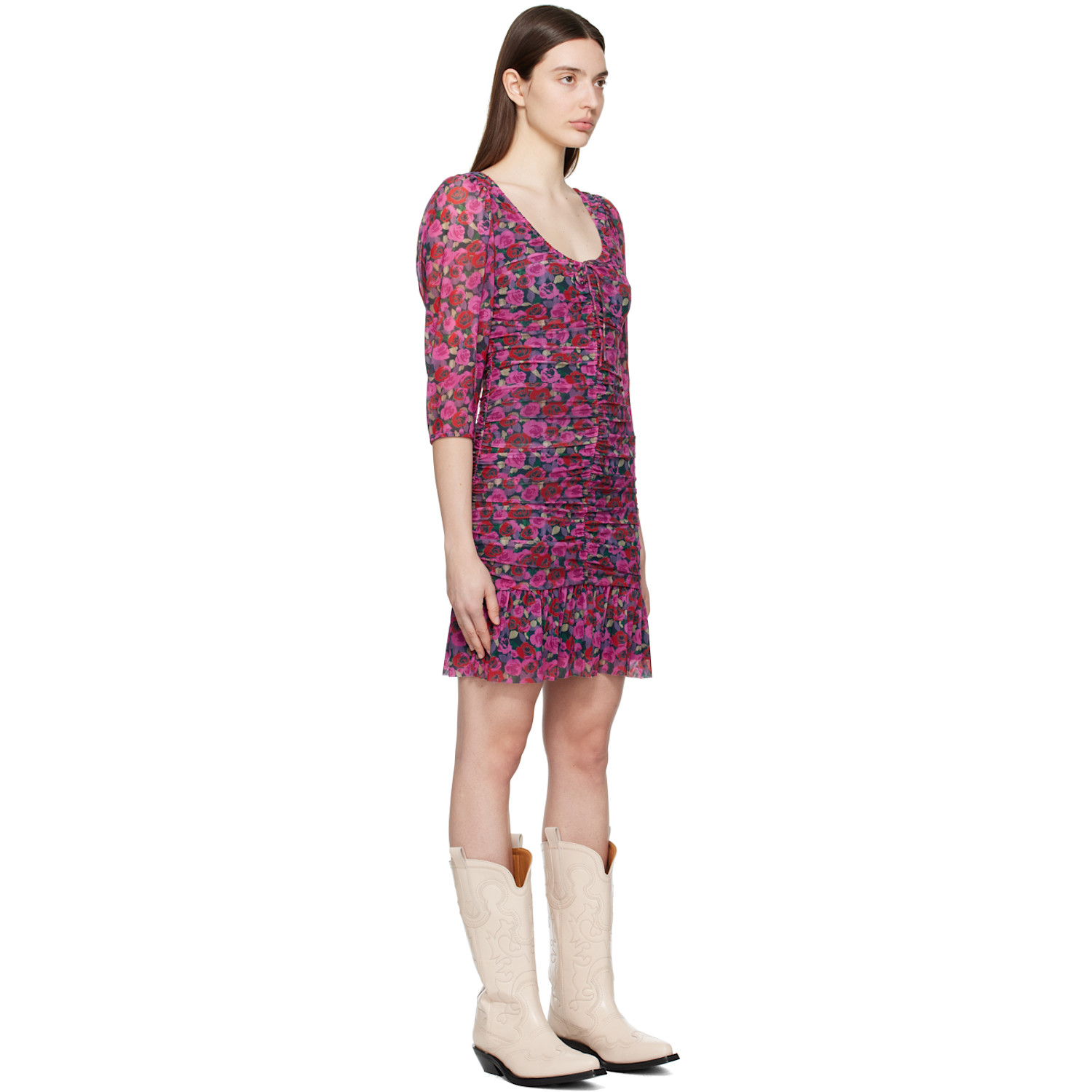  Ganni Pink Floral Minidress 