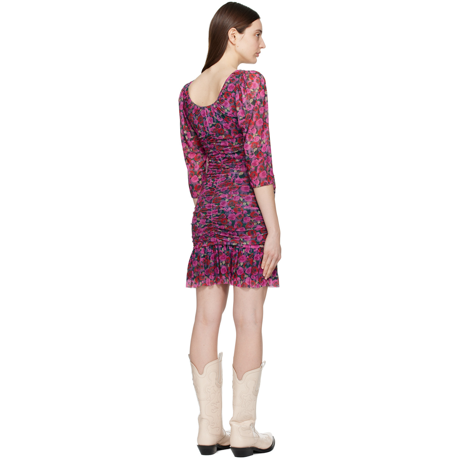  Ganni Pink Floral Minidress 