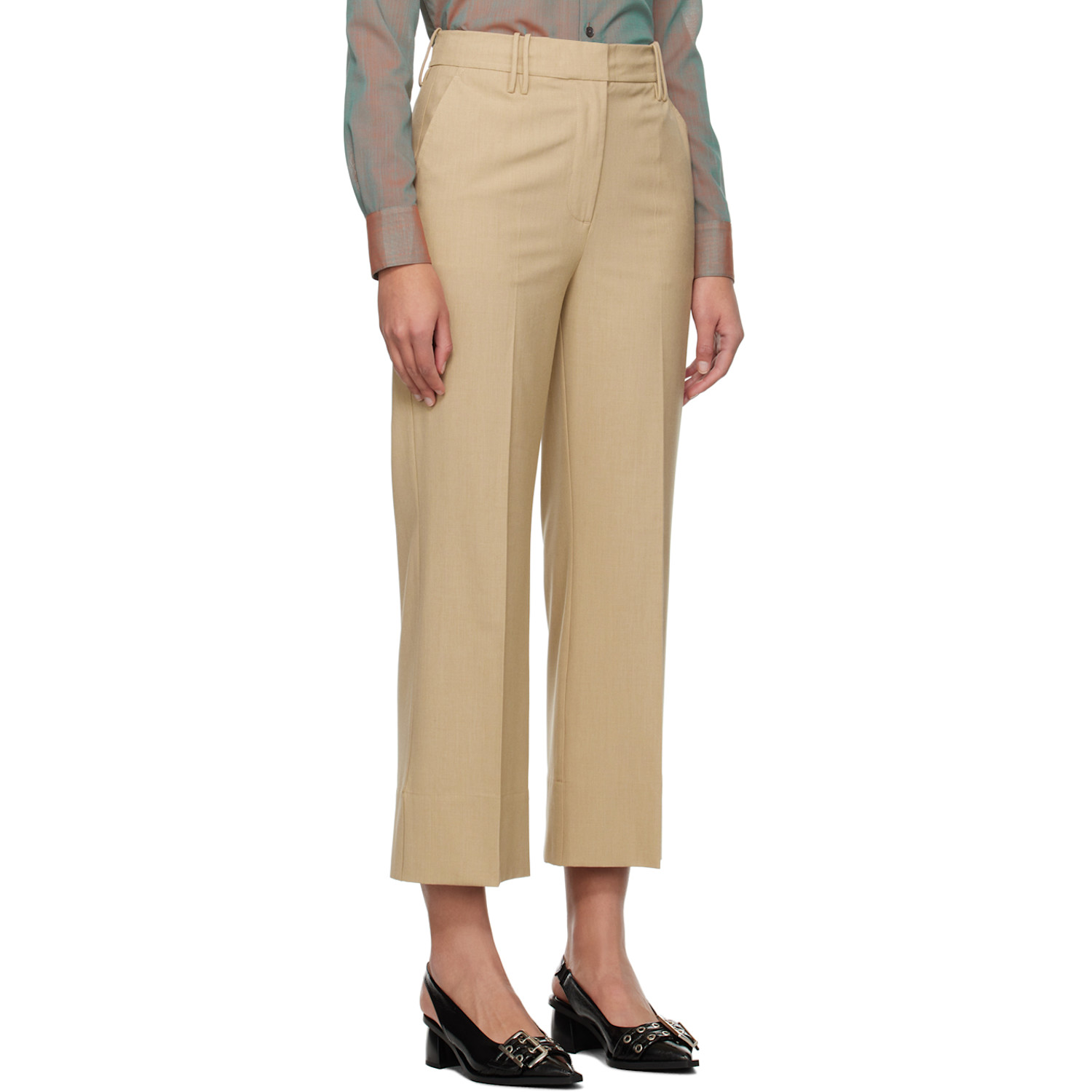  Ganni Beige Cropped Trousers 