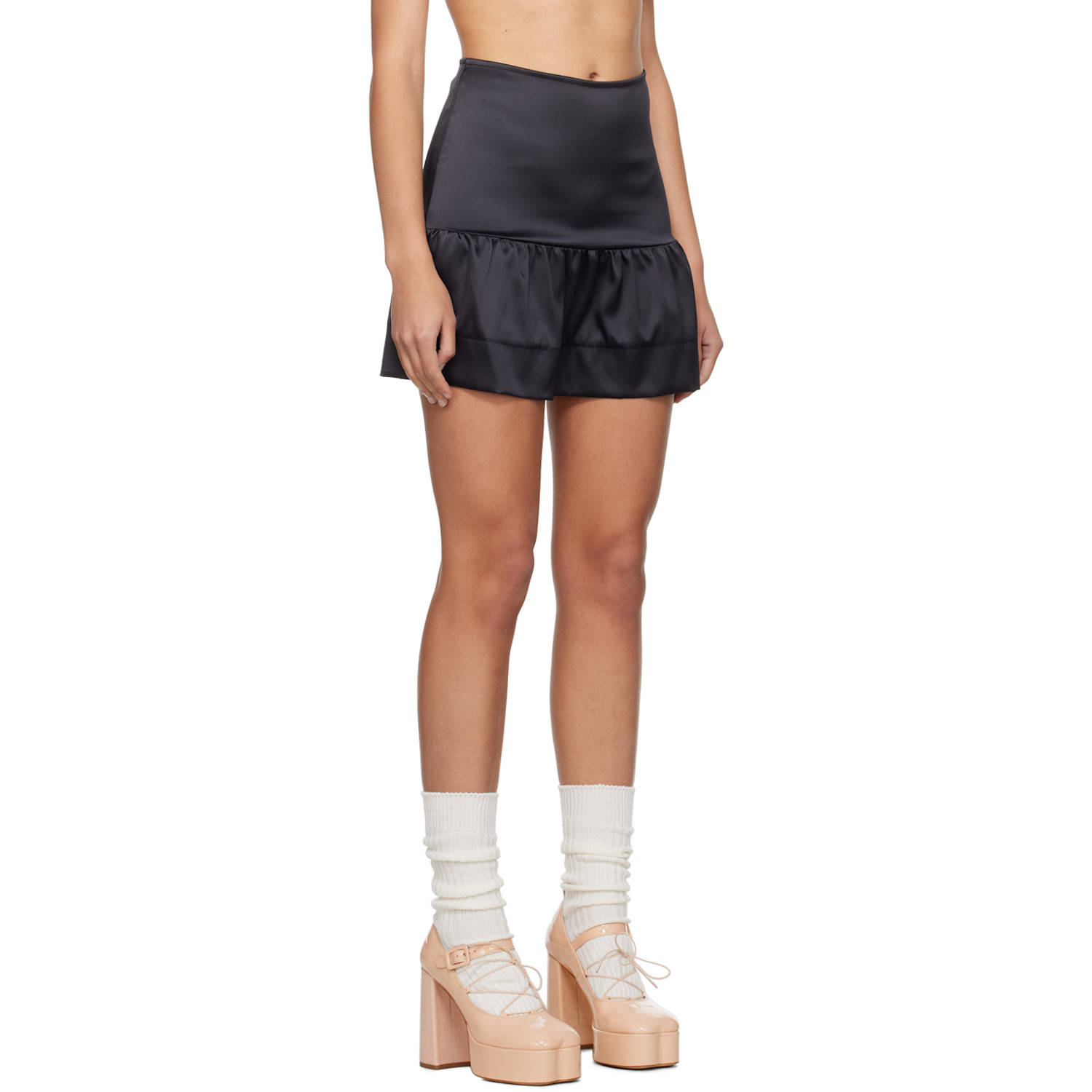  Ganni Black Flounce Miniskirt 