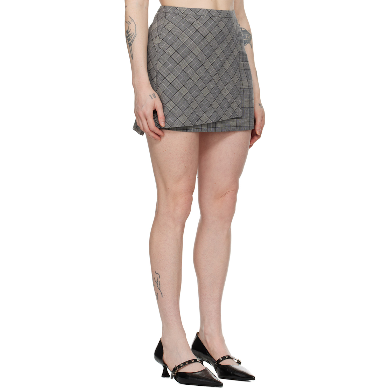  Ganni Gray Check Miniskirt 