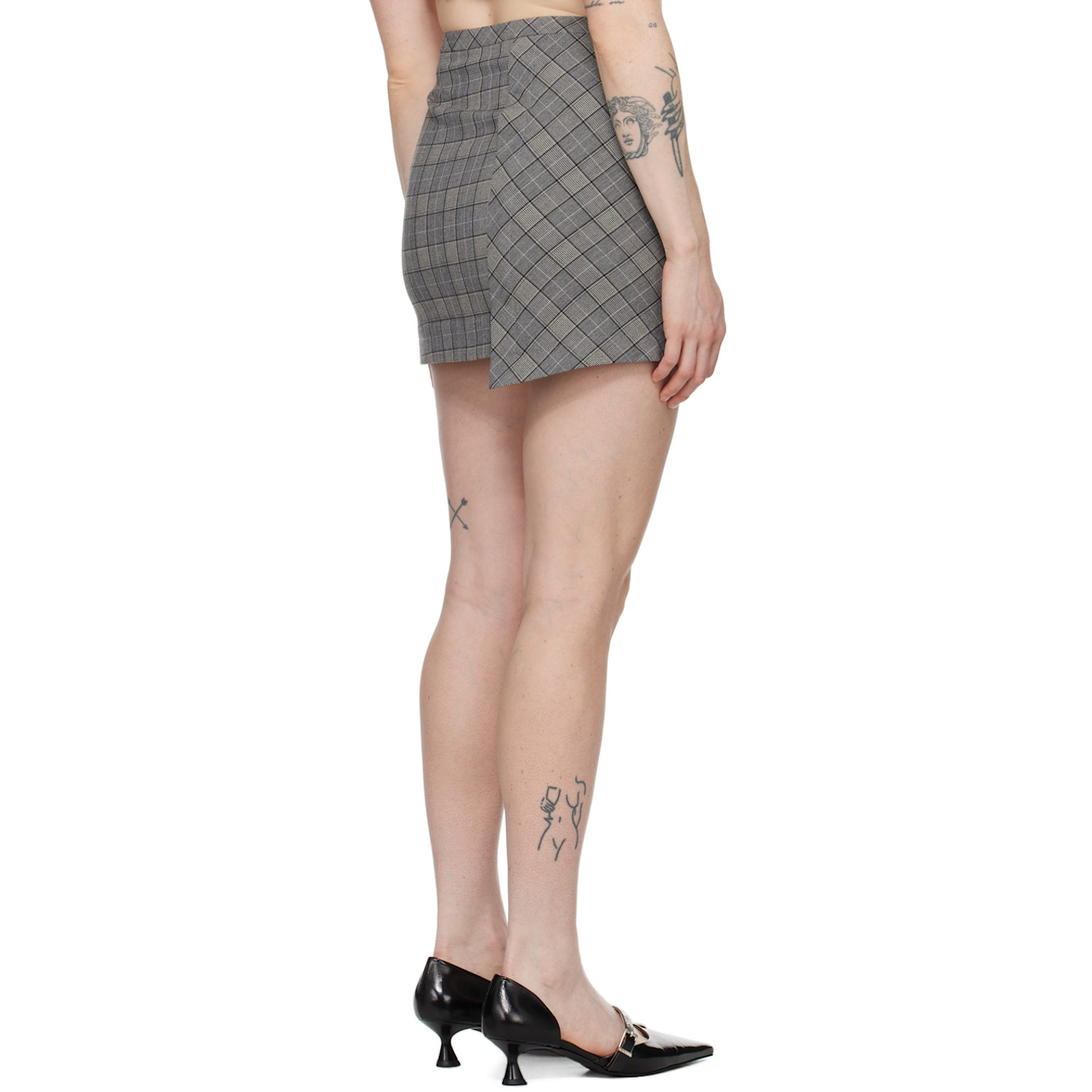  Ganni Gray Check Miniskirt 