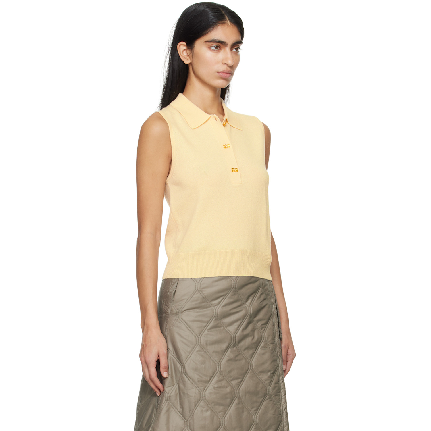  Ganni Off-white Spread Collar Polo 