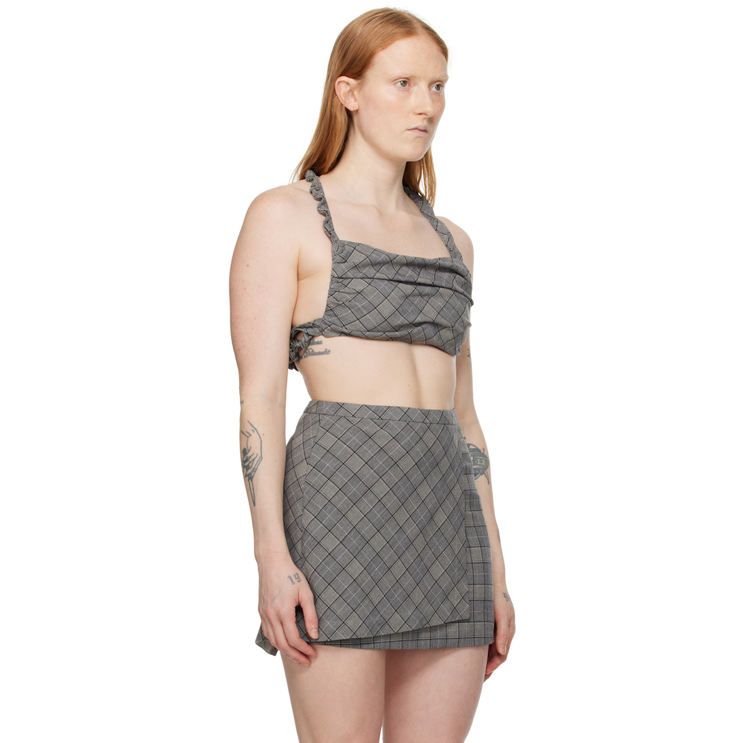  Ganni Gray Check Camisole 
