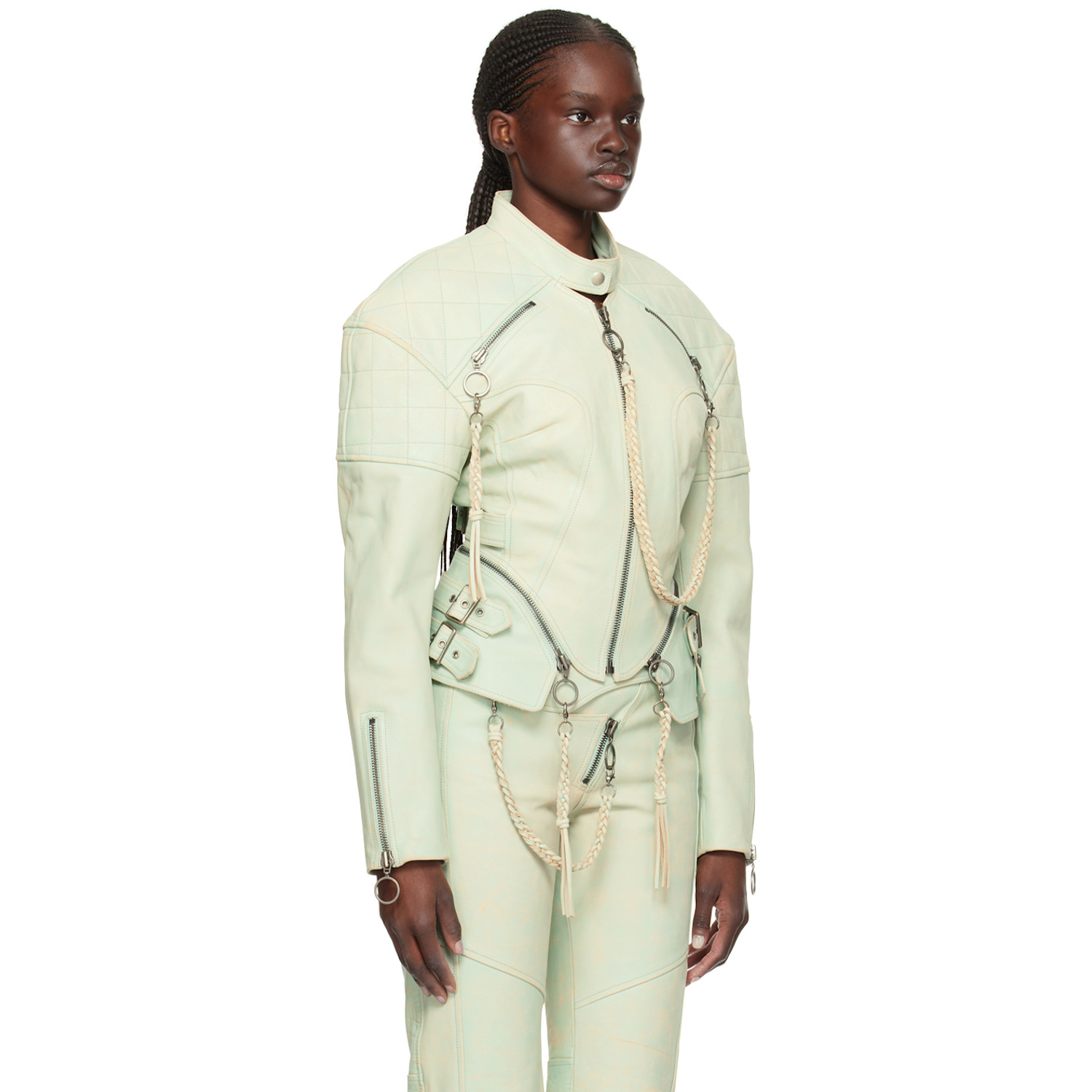  Knwls Ssense Exclusive Blue Nihil Leather Jacket 