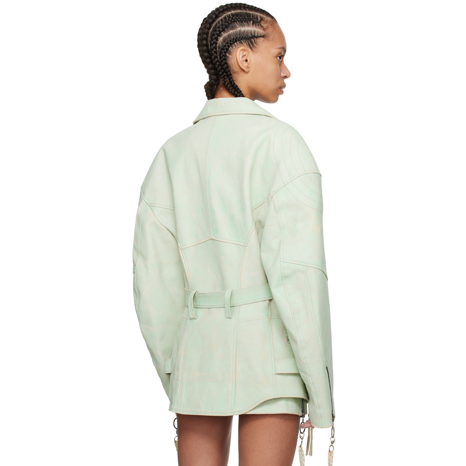  Knwls Ssense Exclusive Green Nihil Leather Jacket 