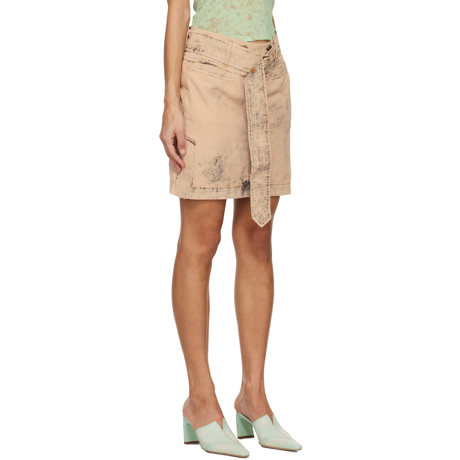  Knwls Beige Issa Denim Miniskirt 