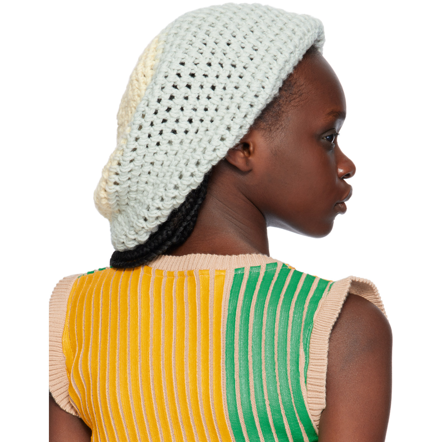  Stanley Raffington Ssense Exclusive Blue & Off-white Crochet Beanie 