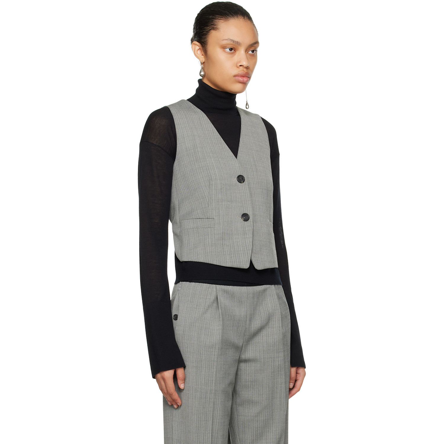  Helmut Lang Gray & Black Cutout Vest 