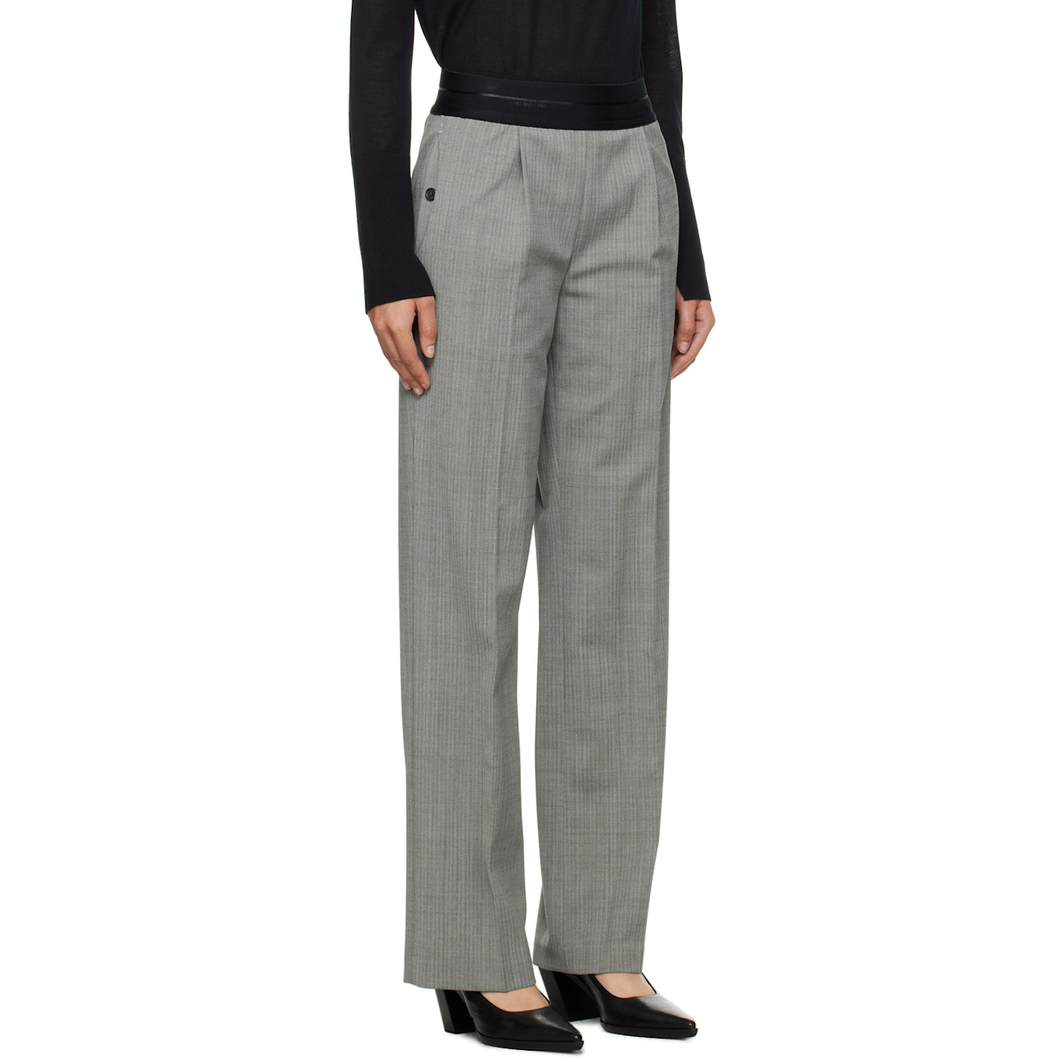  Helmut Lang Black & White Pull-on Trousers 
