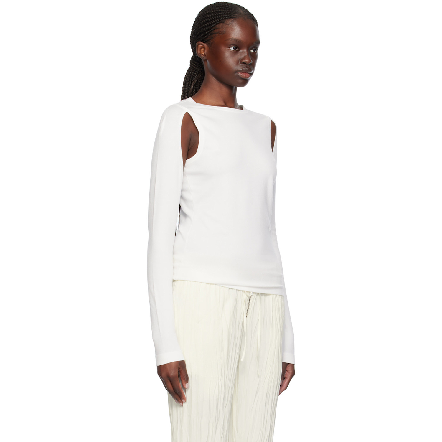  Helmut Lang White Cutout Sweater 