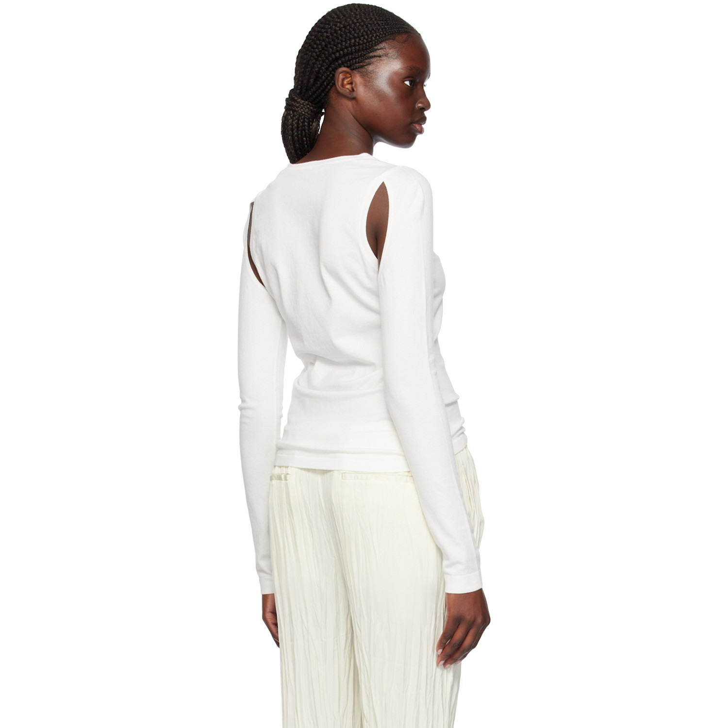 Helmut Lang White Cutout Sweater 