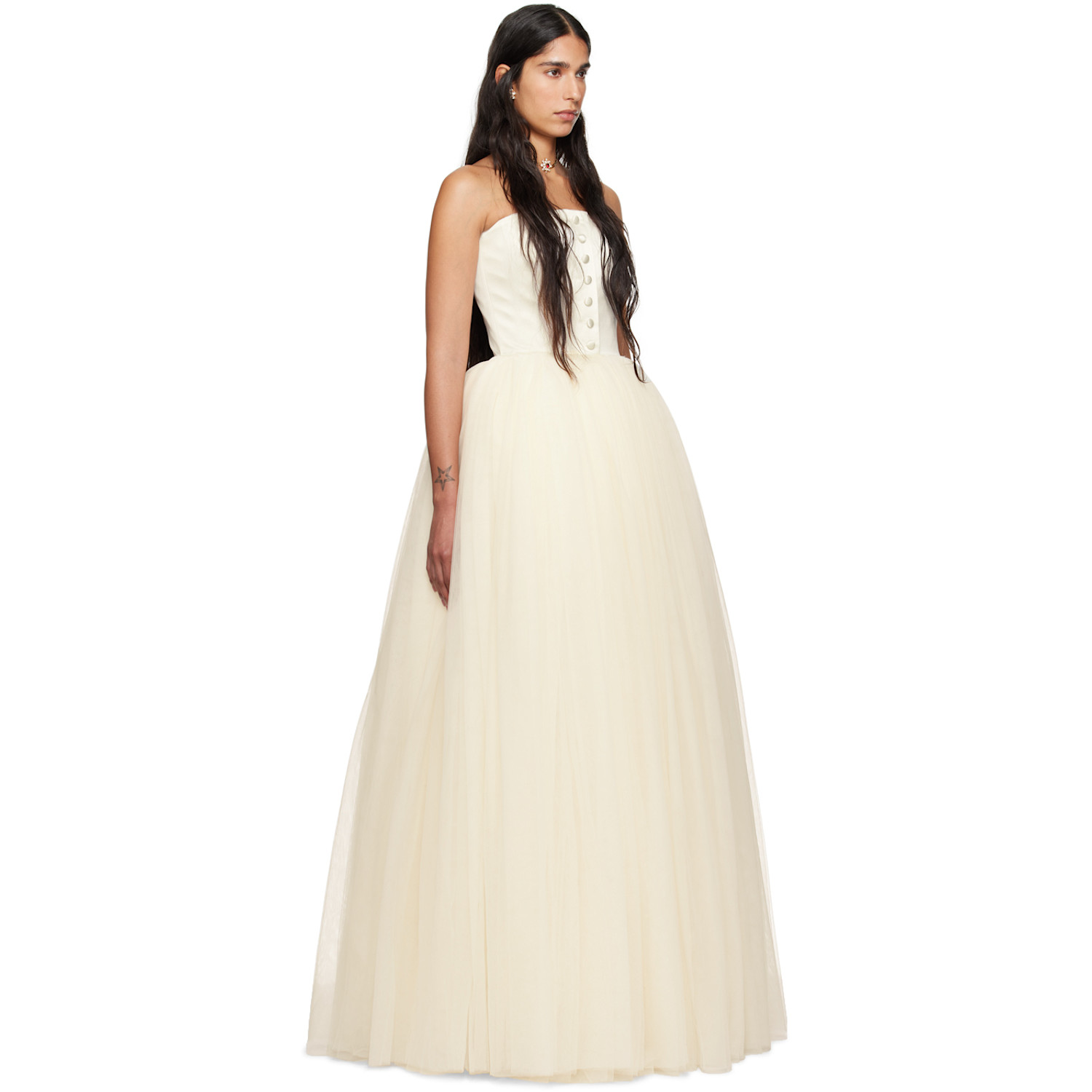  Bode Ssense Exclusive Off-white Harbour Maxi Dress 