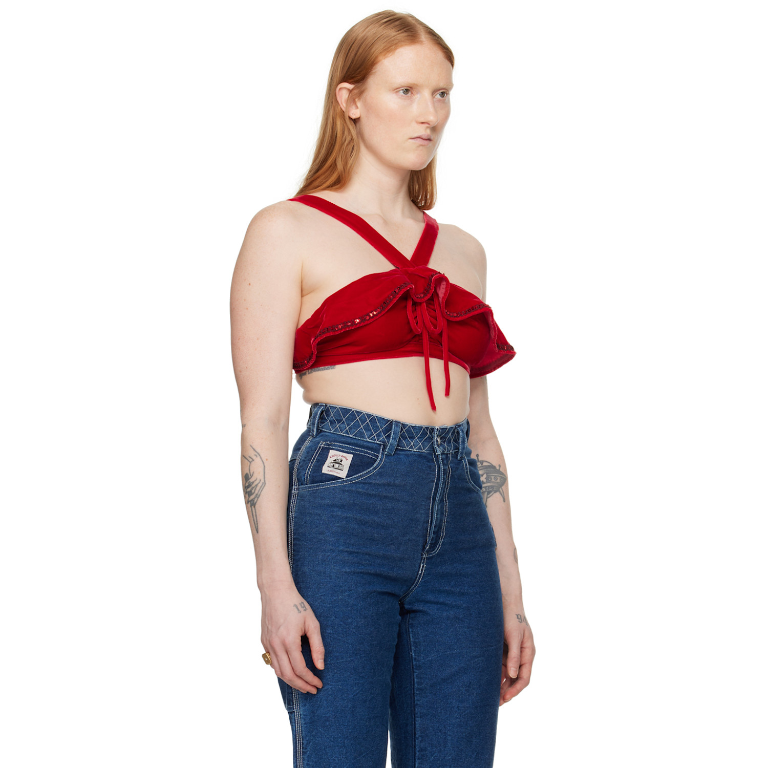  Bode Red Ruffle Bra 