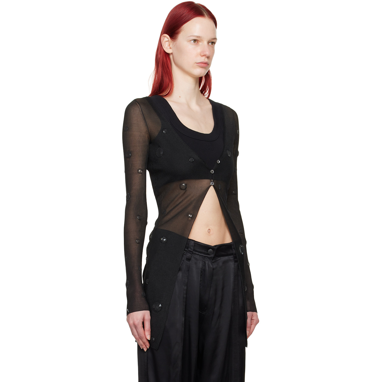  Alexander Wang Black Ribbed Cardigan 