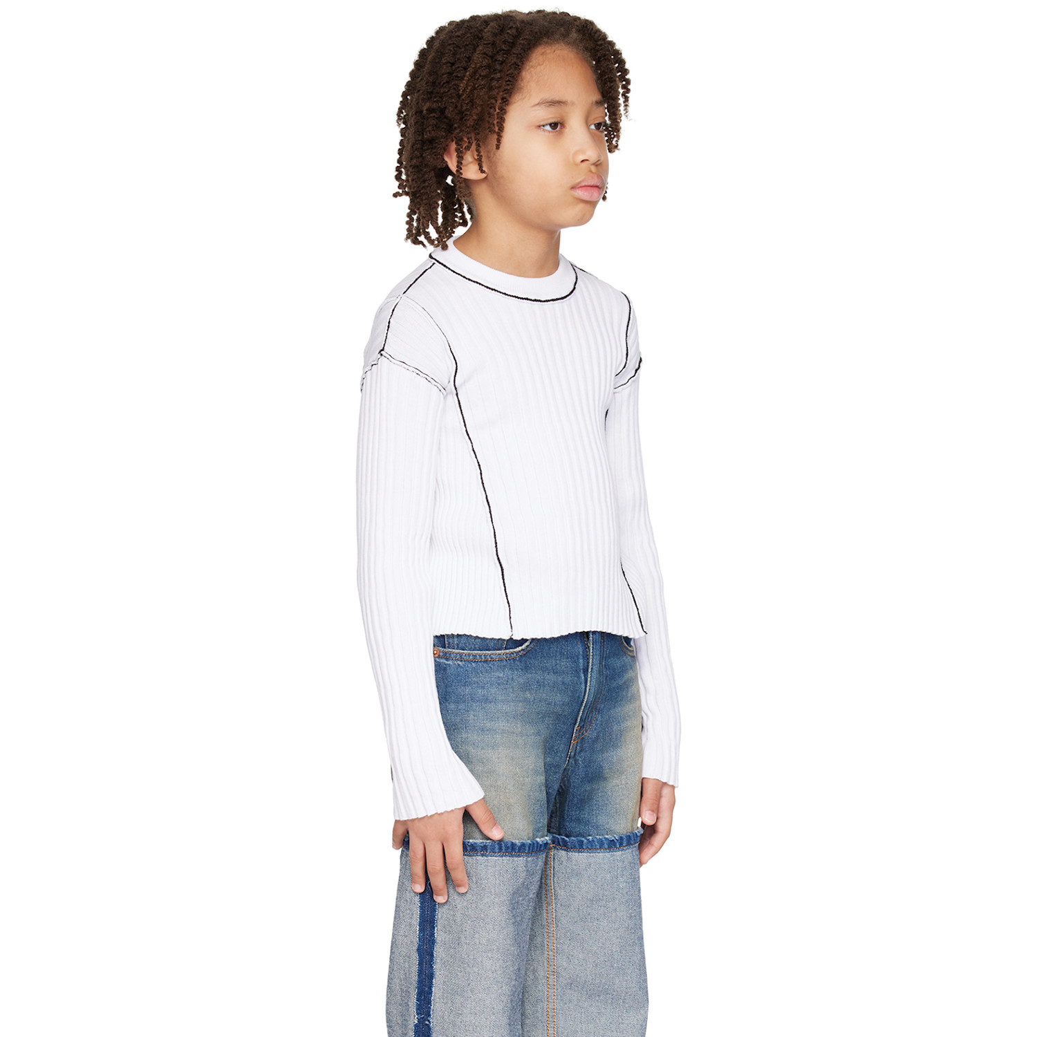  Mm6 Maison Margiela Kids White Pinched Seam Sweater 