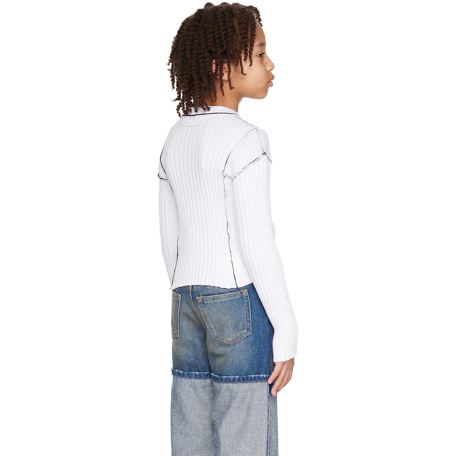  Mm6 Maison Margiela Kids White Pinched Seam Sweater 