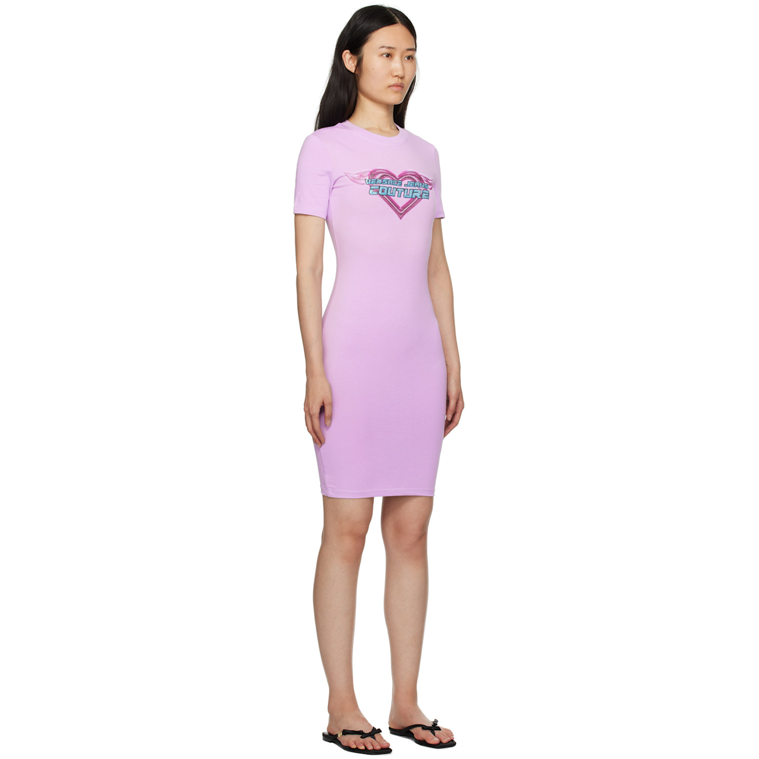  Versace Jeans Couture Purple Crystal Midi Dress 