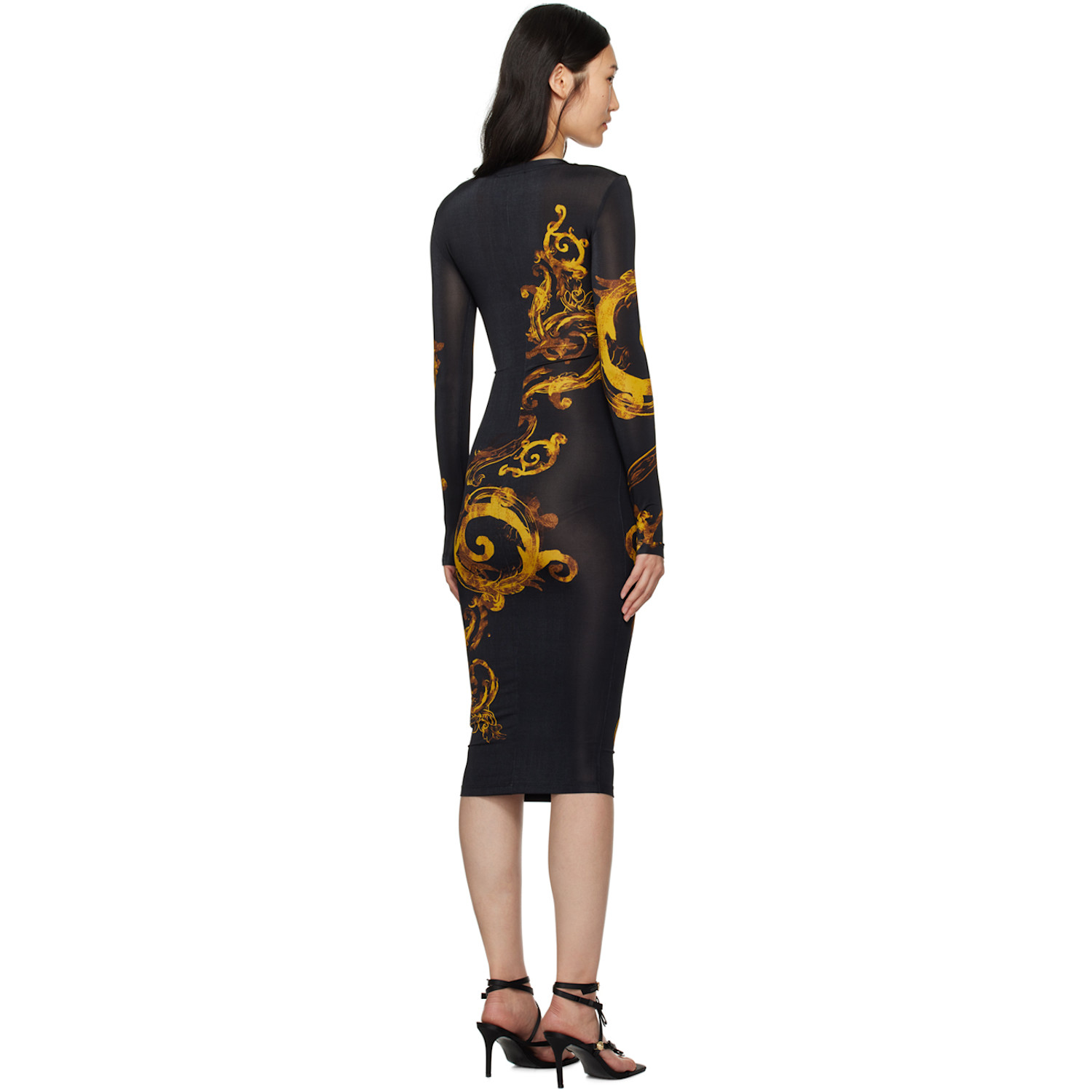  Versace Jeans Couture Black Printed Midi Dress 