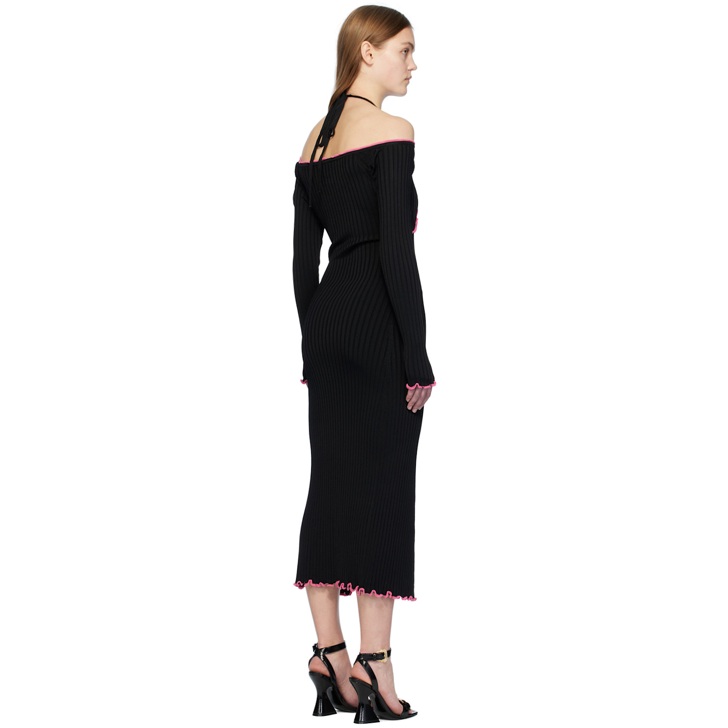  Versace Jeans Couture Black V-emblem Midi Dress 