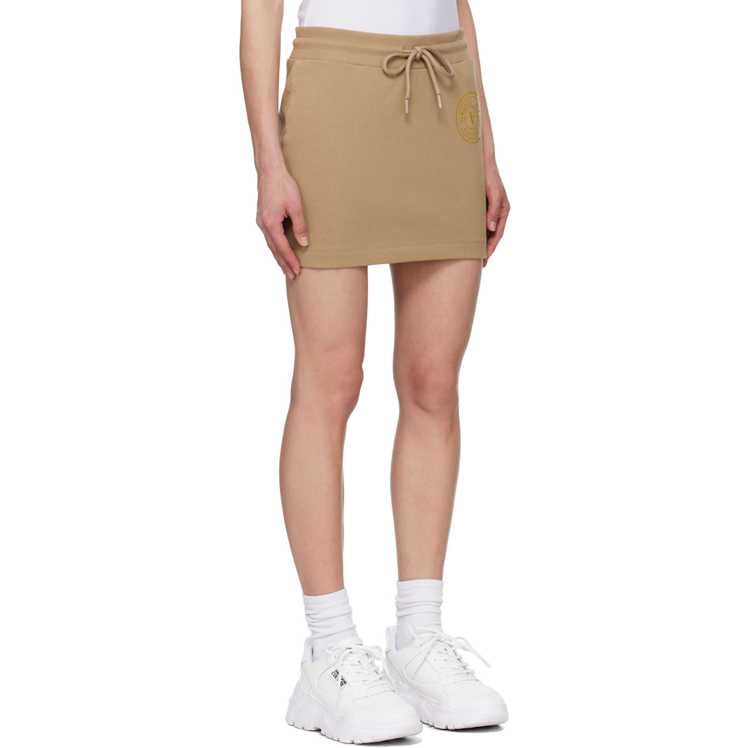  Versace Jeans Couture Tan V-emblem Miniskirt 
