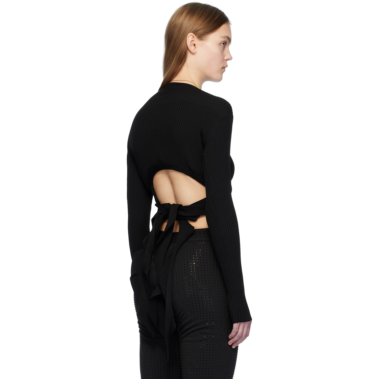  Versace Jeans Couture Black Ruffled Top 