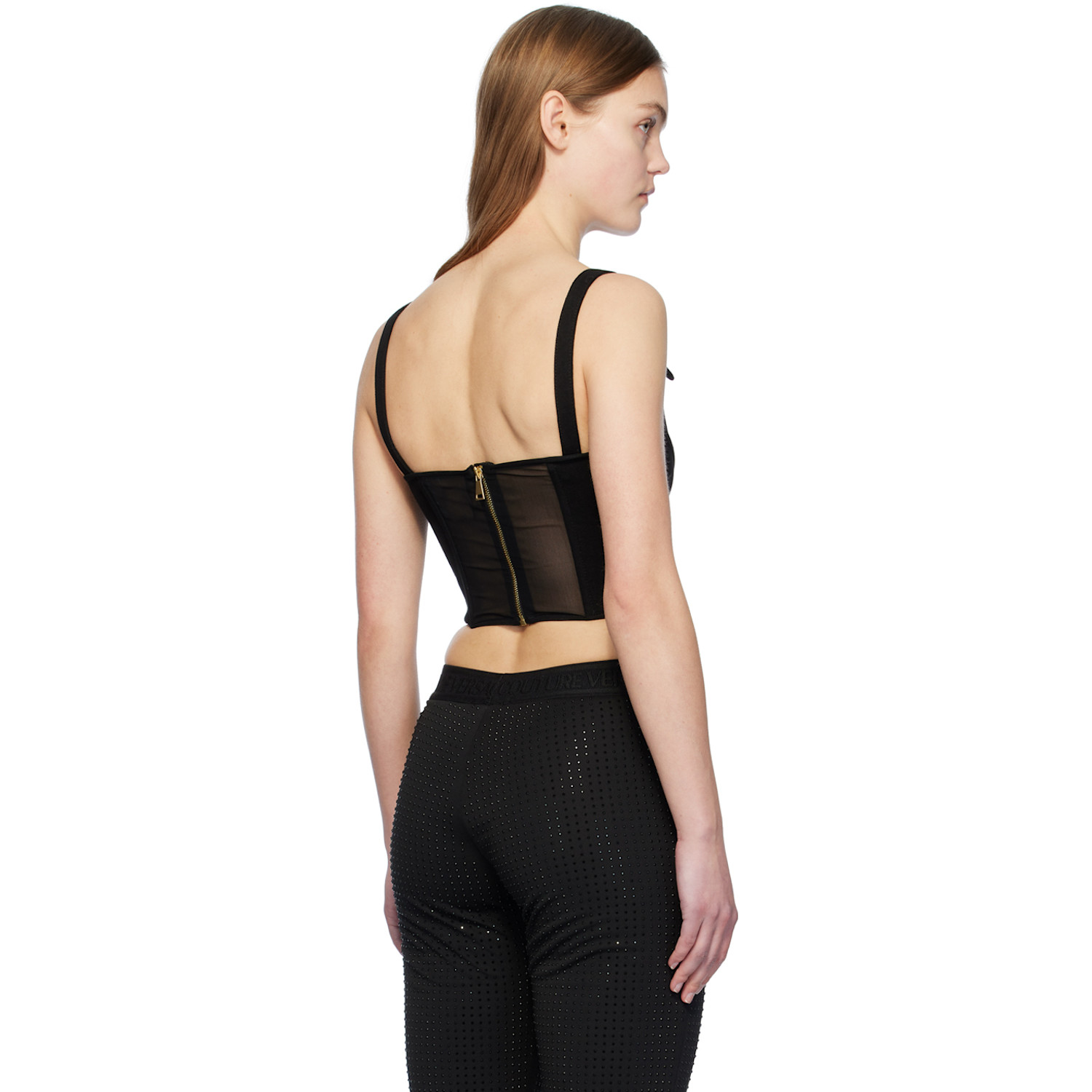 Versace Jeans Couture Black Baroque Buckle Top 