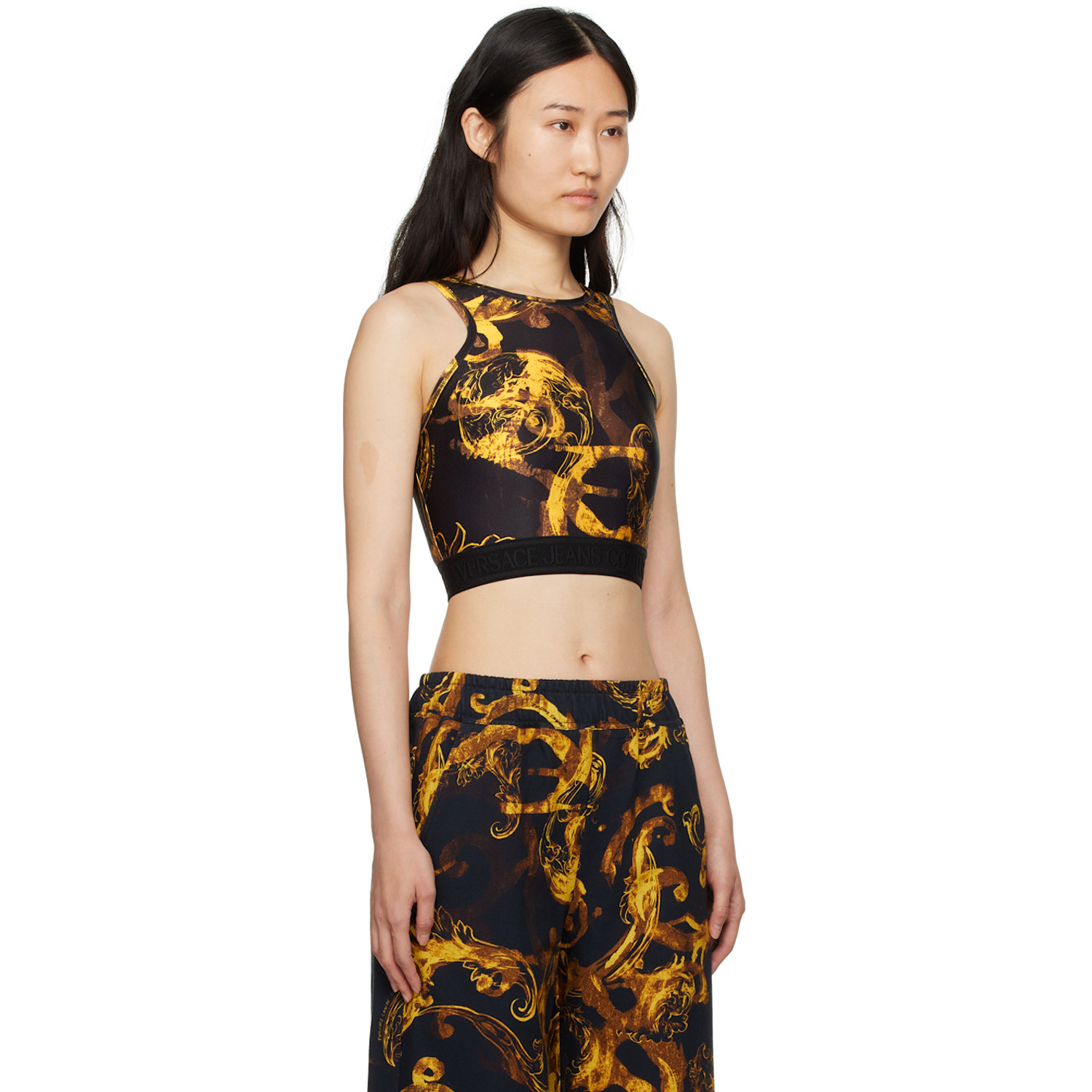  Versace Jeans Couture Black Printed Tank Top 