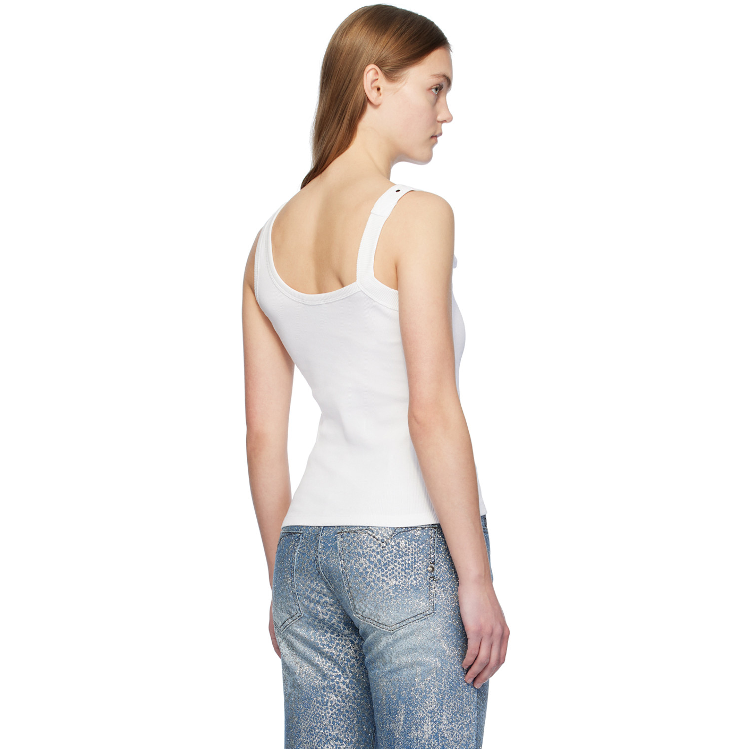  Versace Jeans Couture White Ribbed Tank Top 