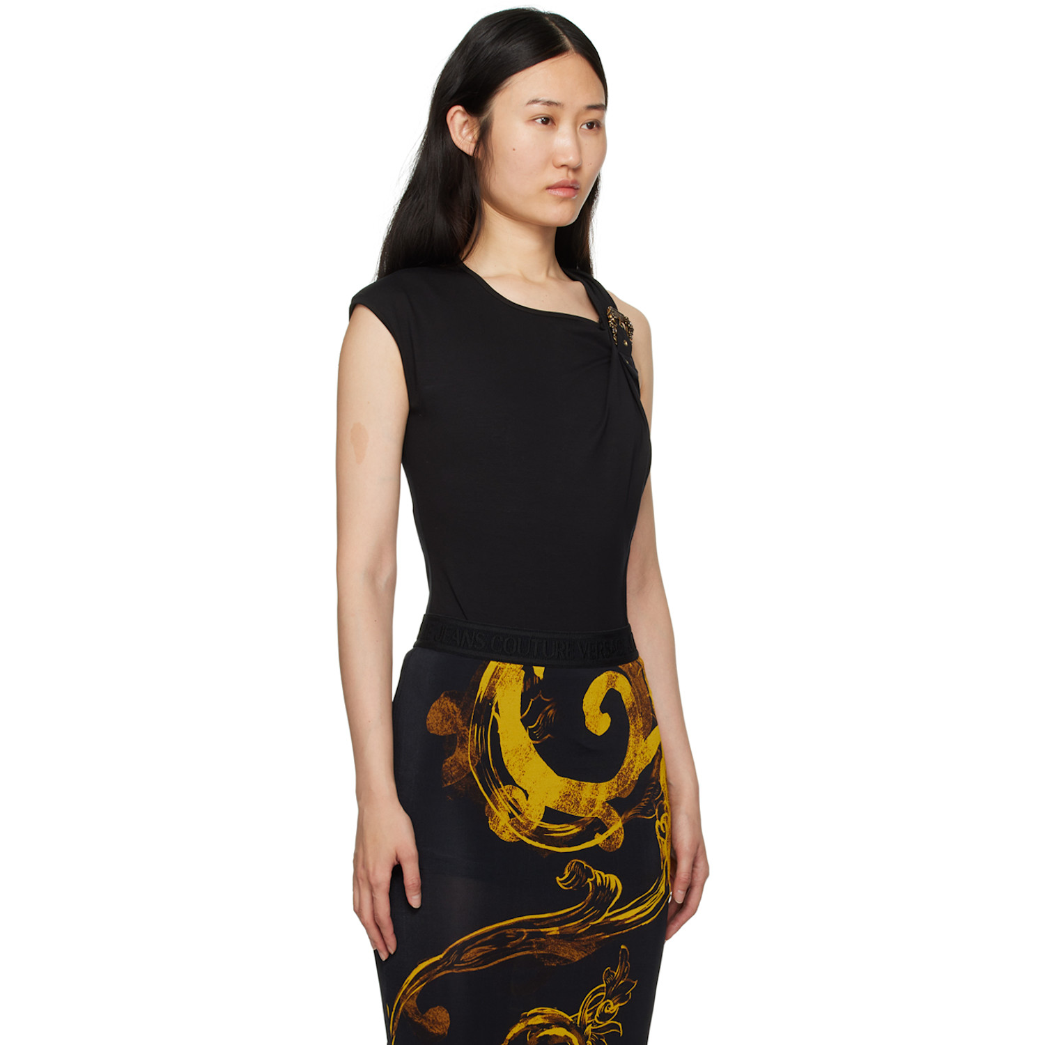  Versace Jeans Couture Black Buckle Bodysuit 