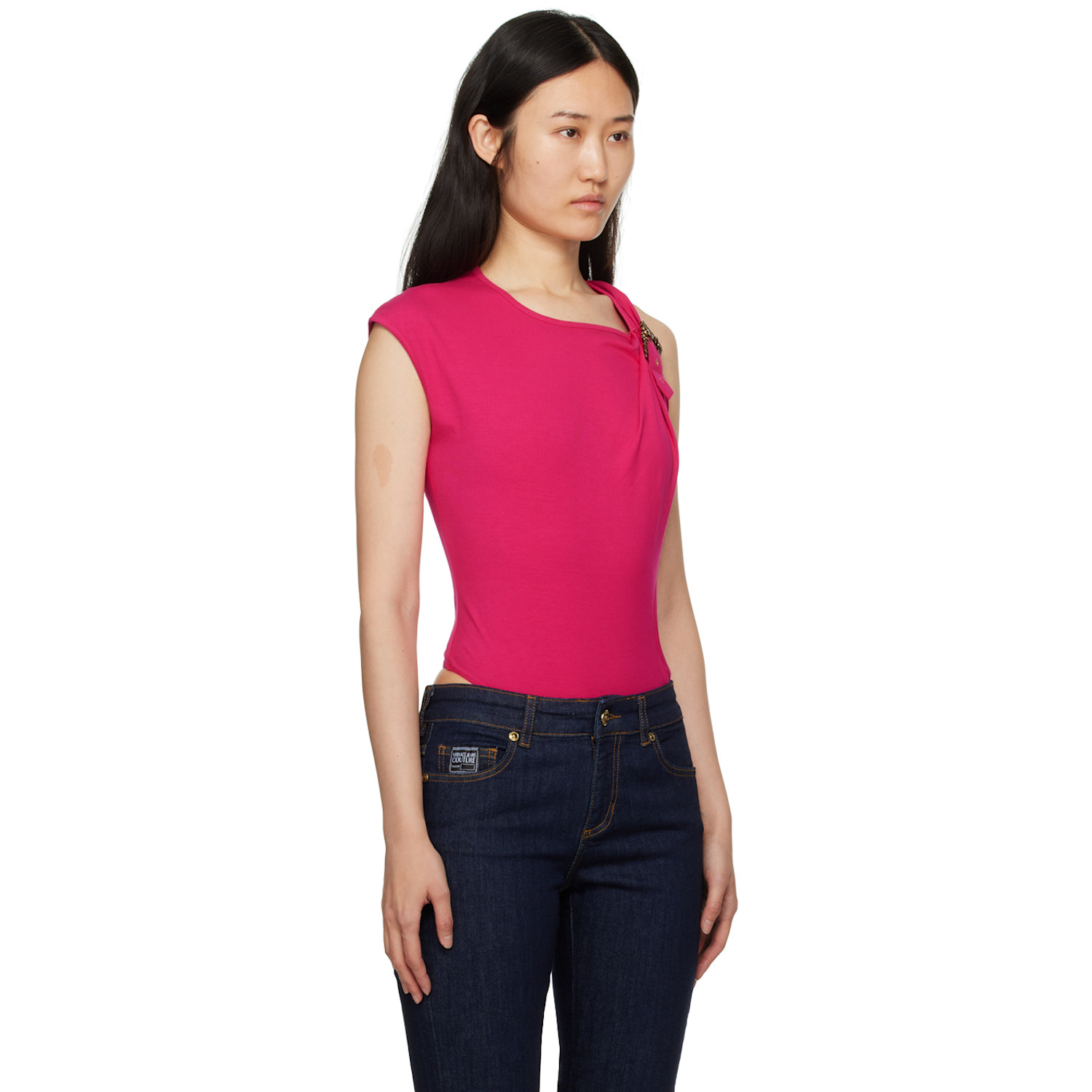  Versace Jeans Couture Pink Buckle Bodysuit 