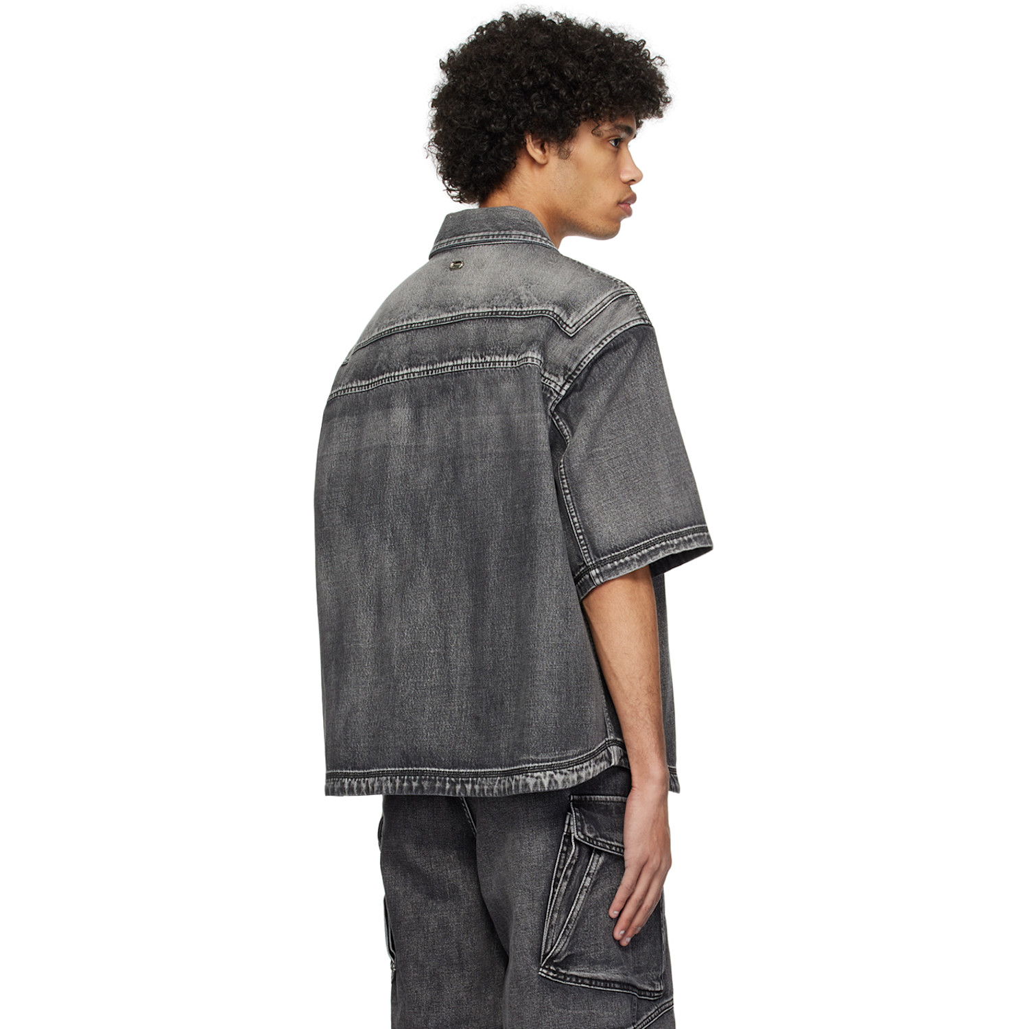  Solid Homme Black Hardware Denim Shirt 