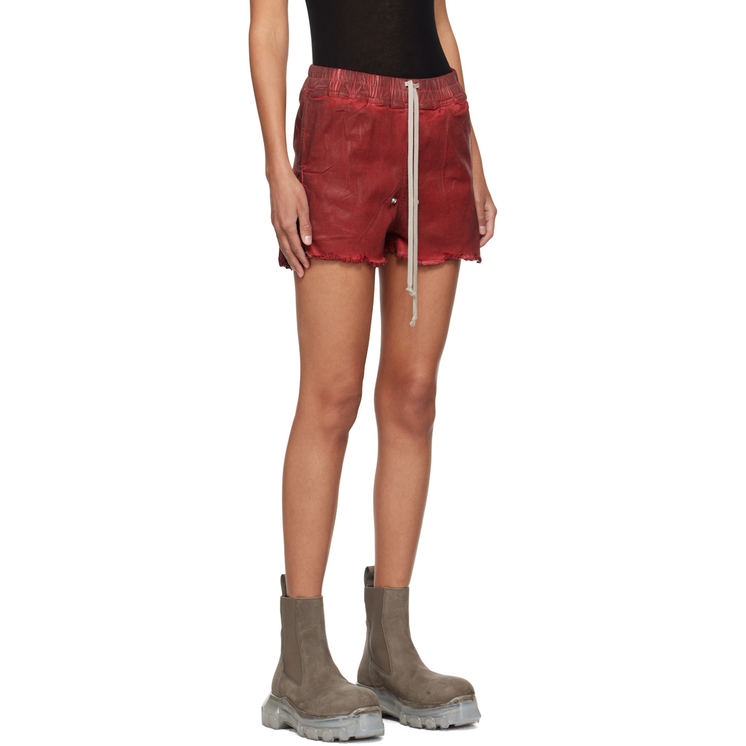  Rick Owens Red Gabe Denim Shorts 