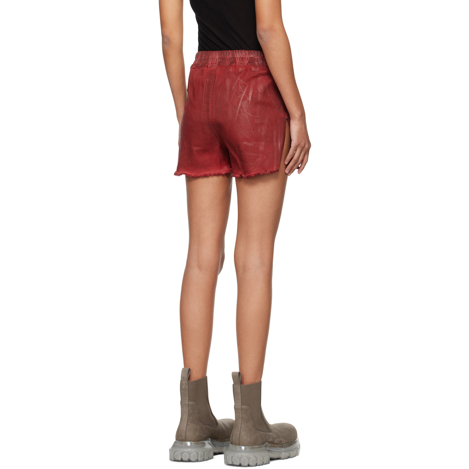  Rick Owens Red Gabe Denim Shorts 
