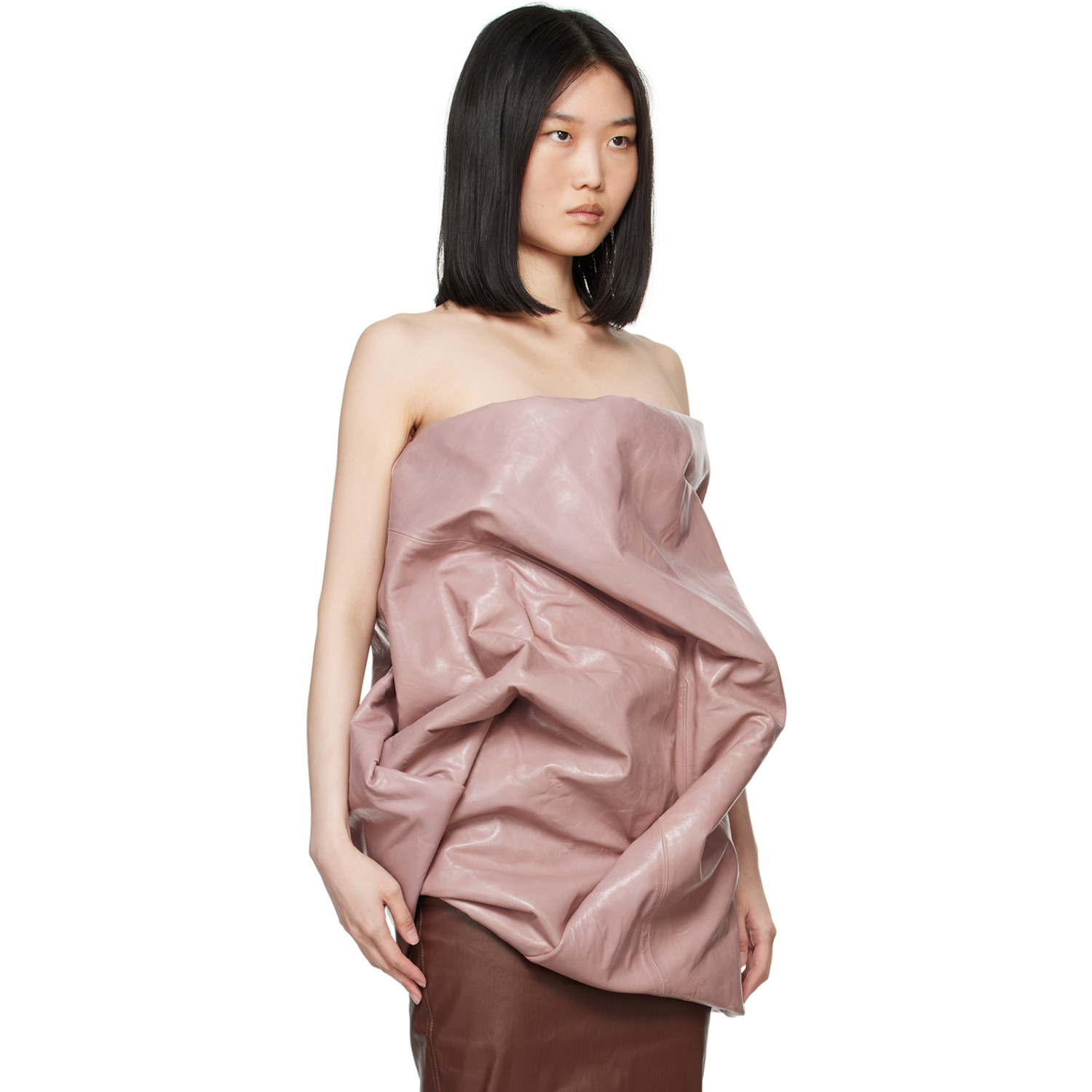  Rick Owens Pink Lido Hun Leather Camisole 
