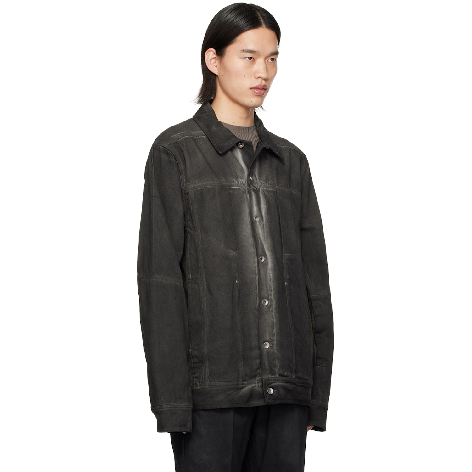  Rick Owens Black Lido Worker Denim Jacket 