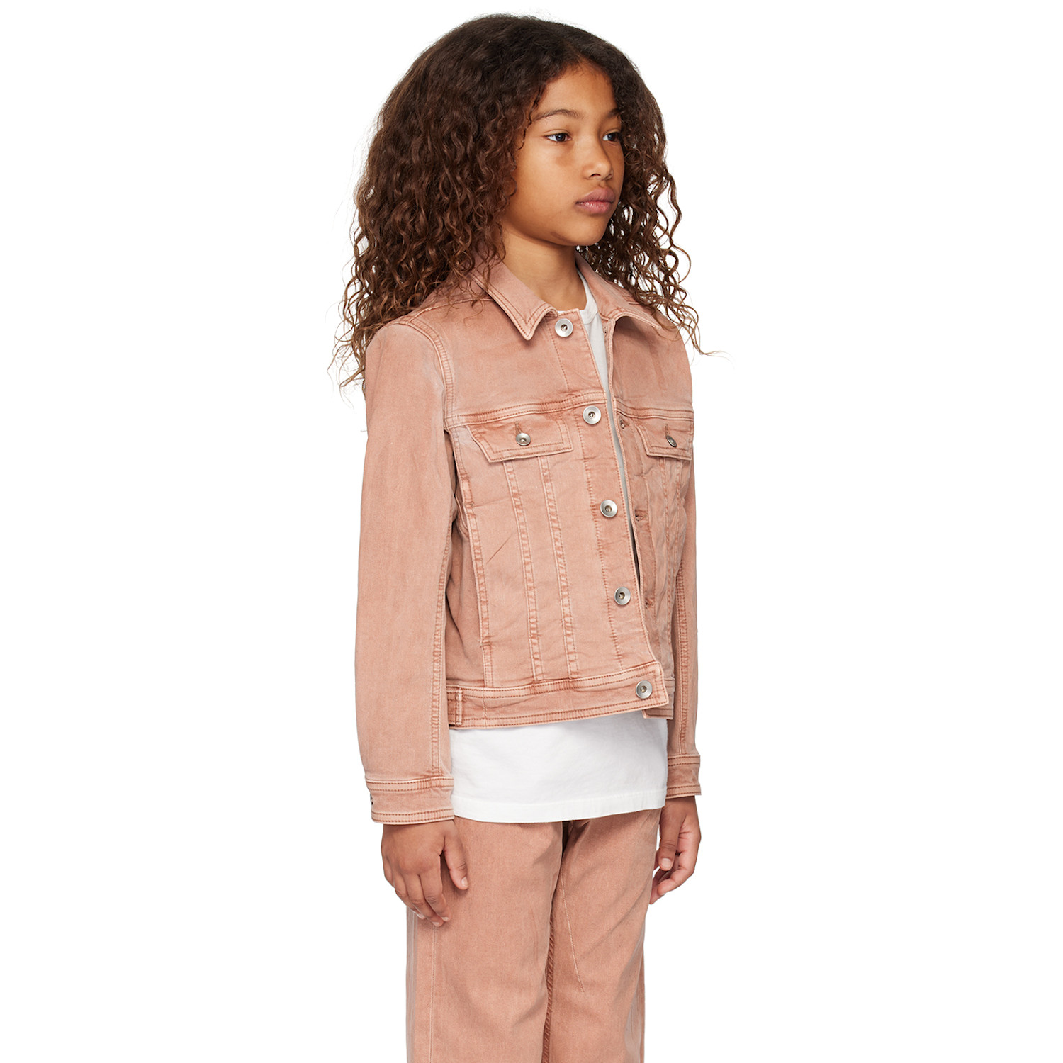  Rick Owens Kids Pink Trucker Denim Jacket 