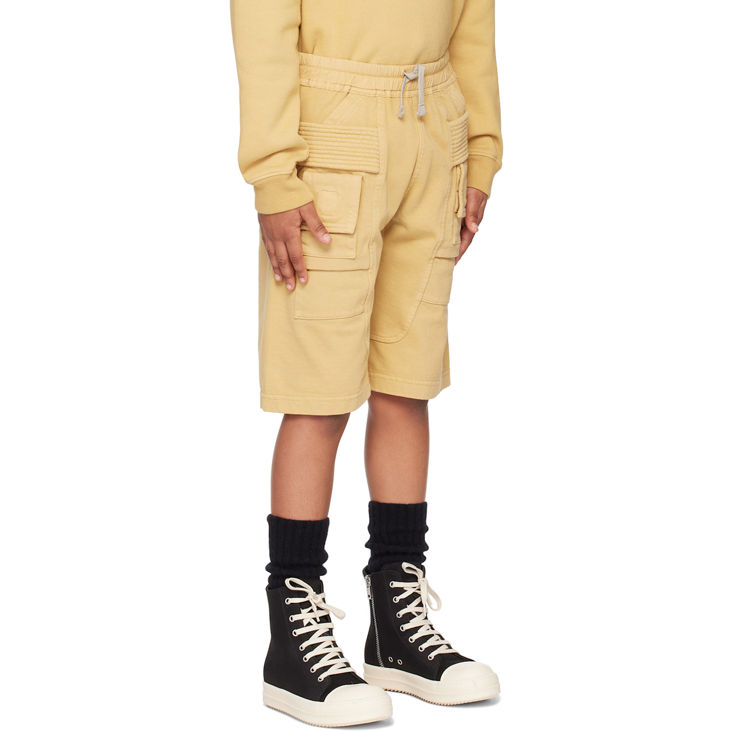  Rick Owens Kids Yellow Creatch Cargo Shorts 